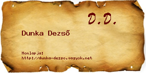 Dunka Dezső névjegykártya